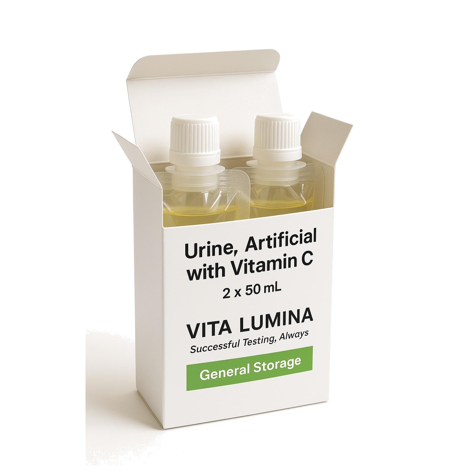VITA LUMINA 50mL x 2 Pouches - Synthetic Urine for Urinalysis - Fake Pee Sub Solution with Vitamin C - Clean Artificial Urine Substitute for Education and Testing