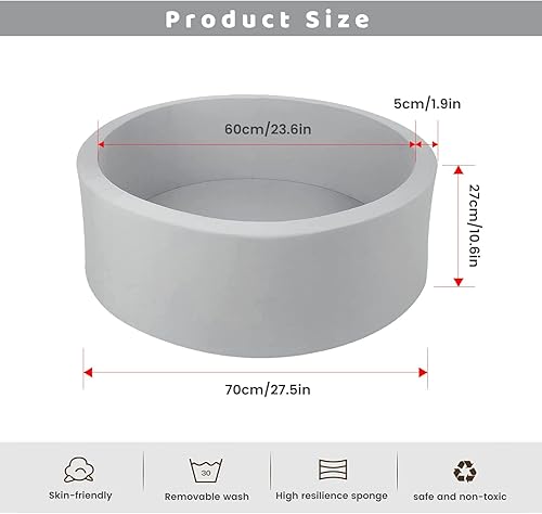 Miniatura 3 de Pequeño pozo de bolas de espuma viscoelástica para niños, piscina de bolas suave redonda para juegos de niños pequeños (bolas no incluidas)