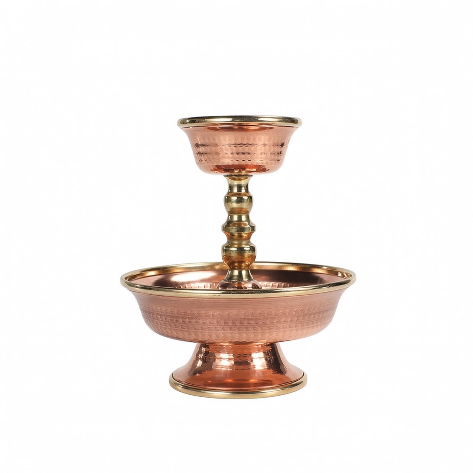 predolo Rituelle Opf-Schale aus mit Sockel gehämmt gehämmte schale mit Stiel und Obbech warm metallisch gehämmte schüssel, 8CM