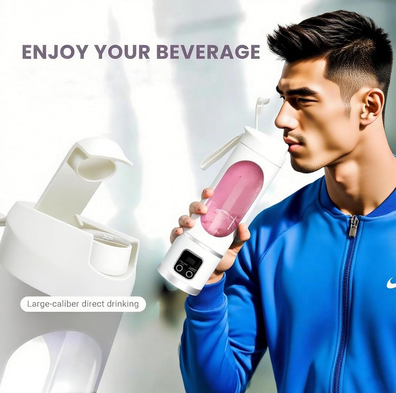 ® Licuadora portátil de 16 oz/16.9 fl oz para jugos y batidos con 12 cuchillas de acero inoxidable | Recargable por USB y control de múltiples velocidades | Licuadora portátil de fusión 8