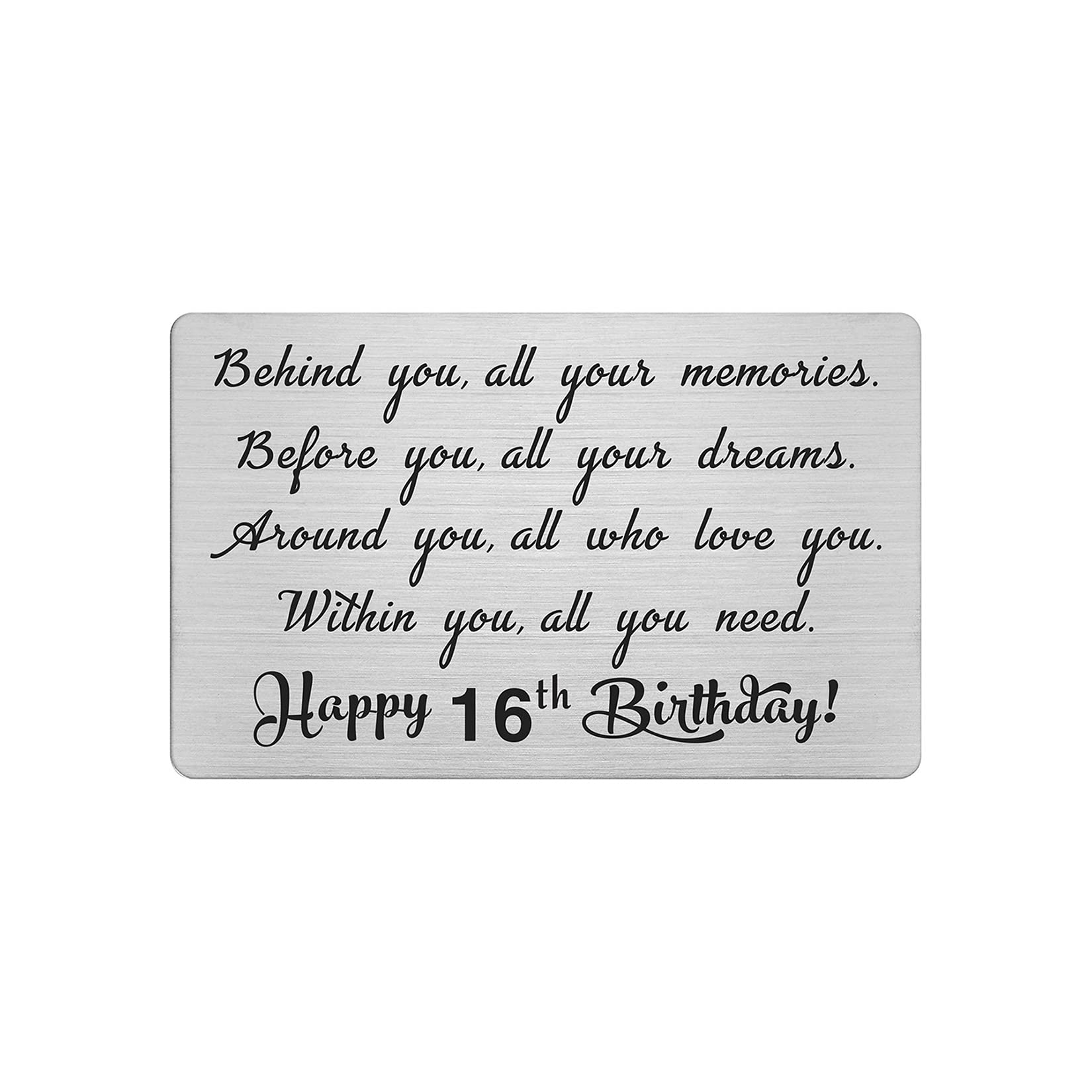 16th Year Birthday Wallet Card Gifts for Boys Girls, Happy 16th Birthday Decorations Sweet Engraved Presents
