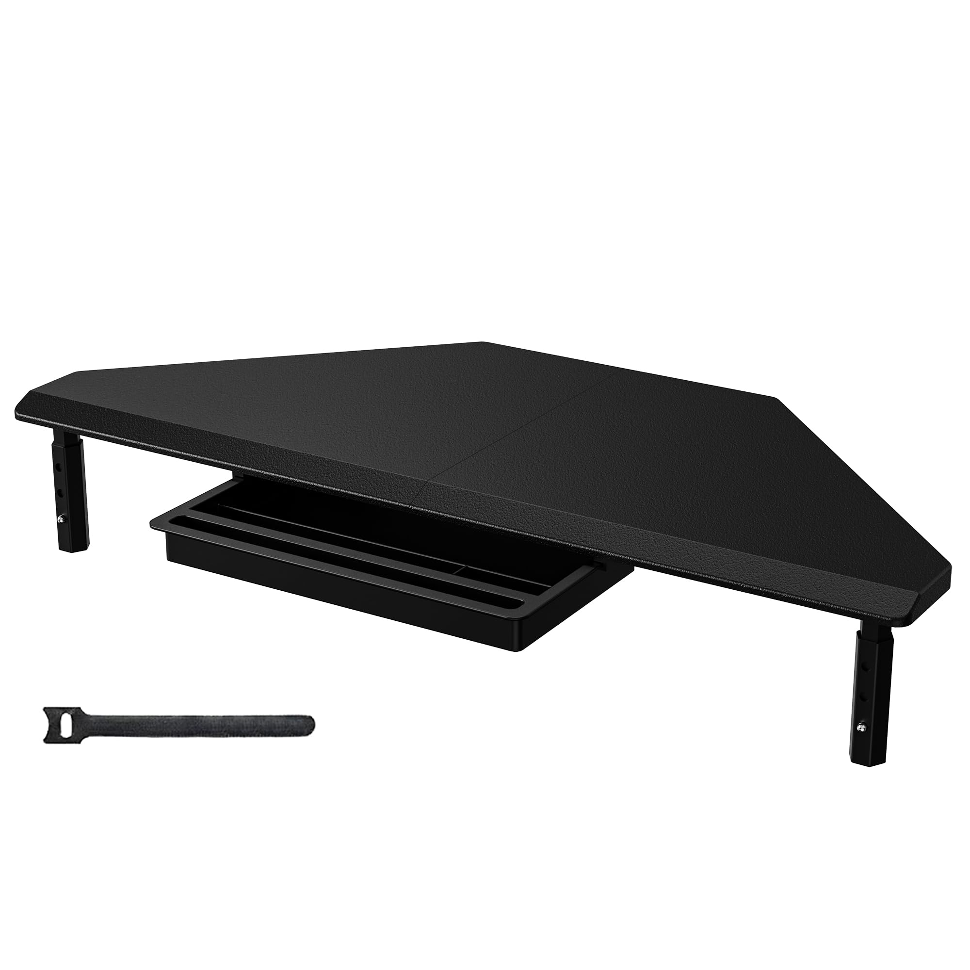 ETHU Supporto triangolare per monitor con cassetto, regolabile in altezza, per PC/laptop, supporto ergonomico per computer desktop, supporta 20 kg, nero