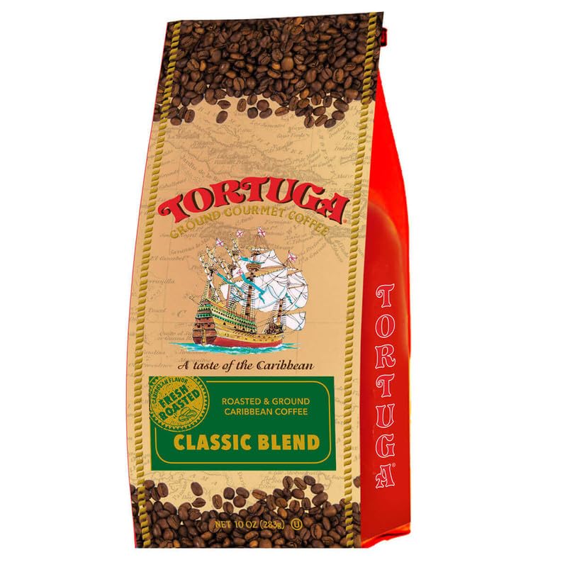 TORTUGA Caribbean Classic Blend Flavored Coffee- Roasted and Ground Coffee 10oz - The Perfect Premium Gourmet Gift for Gift Baskets, Parties, Holidays, and Birthdays