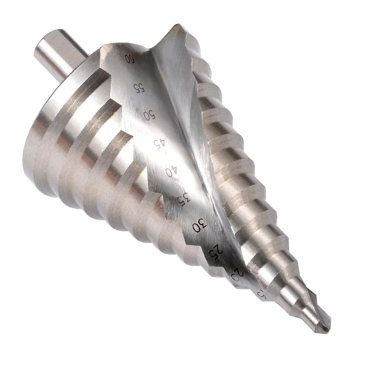 Broca Escalonada Plata(6mm-60mm), Acero Rápido 13 Pasos Mango Redondo Ranurado Broca Escalonada, Broca Espiral Herramienta Cortadora de Agujeros Para Madera, Acero Inoxidable, Chapa Metálica