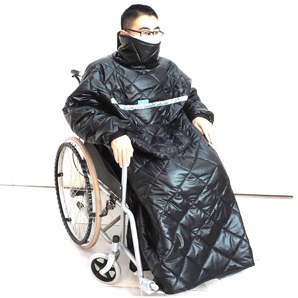 Dejin One Color Wheelchair Full Body Warm Blanket, Waterproof Windproof Winter Wheelchair Long Coat Jacket Wearable Wheelchair Cosy Cover With Sleeves Rain Cover
