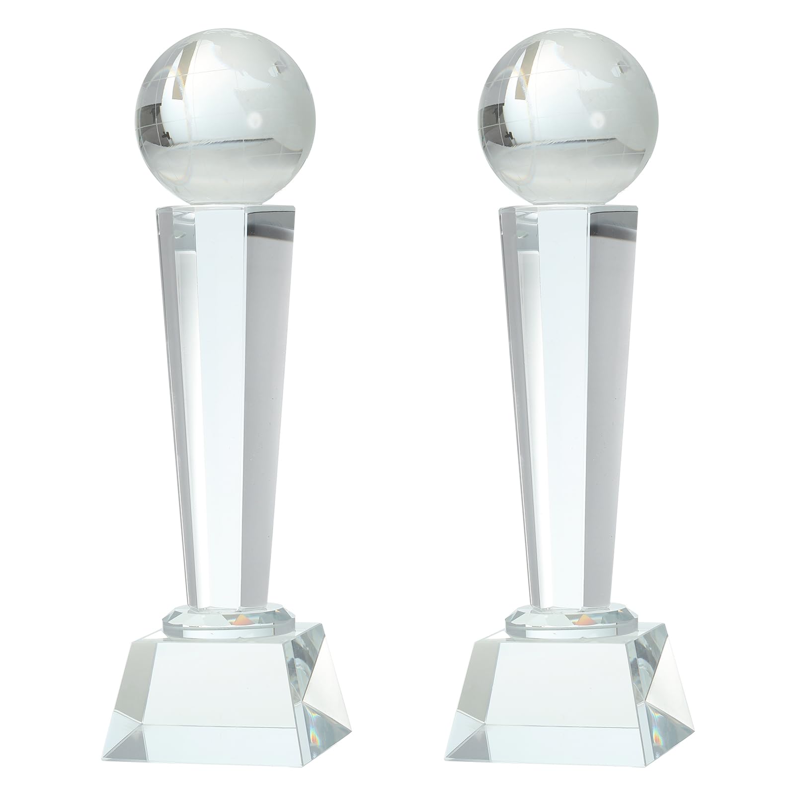 QUARKZMAN Trofeo De Cristal con Caja 9 X 2.8 Pulgadas 2 Piezas Premio Earth Champions para Decoración De Escritorio Torneos Competiciones Deportivas Pisapapeles Transparente