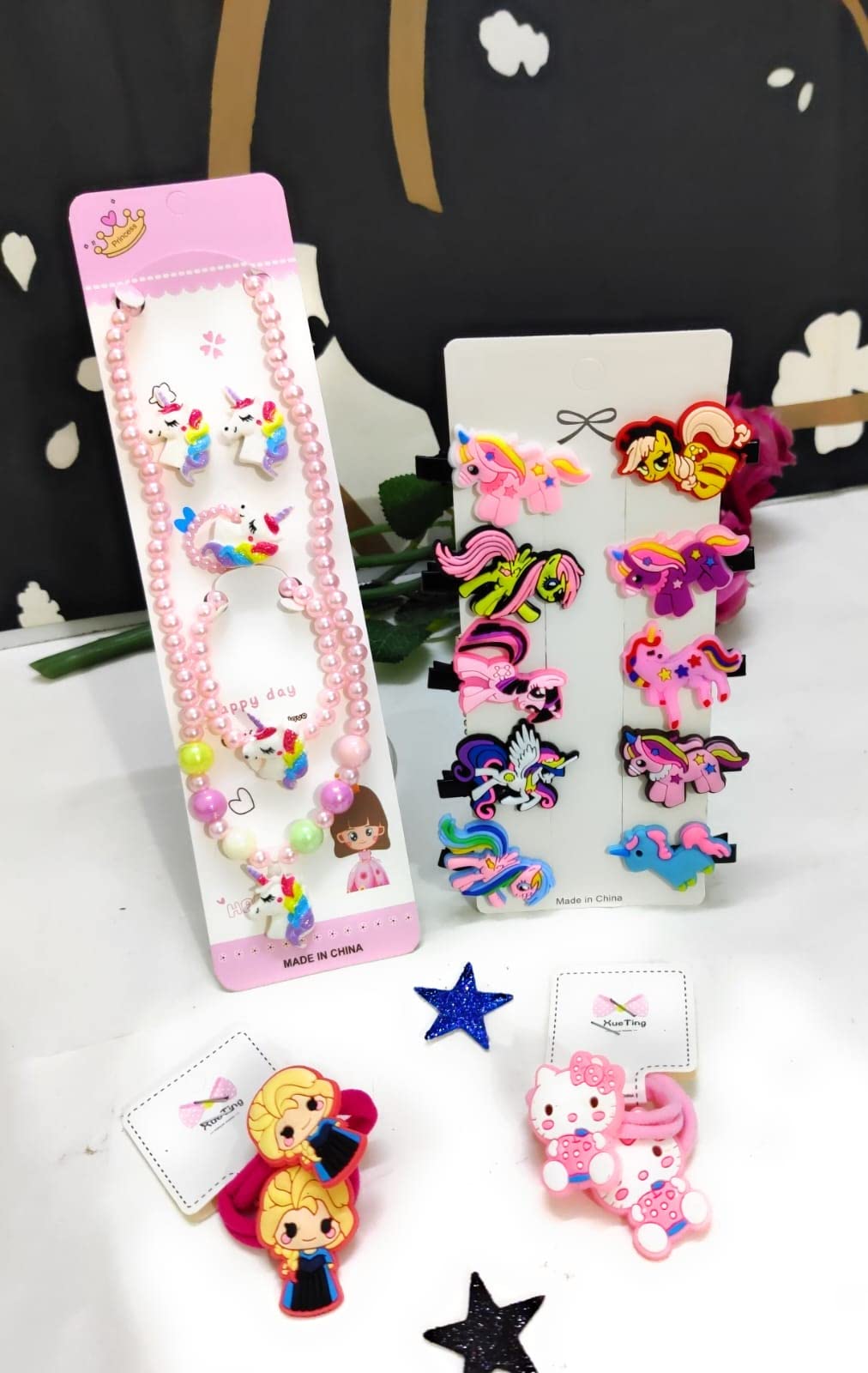 KIDOS JOY Beautiful Unicorn Girls Accessories Combo / Necklace, Bracelet, Ring, Earrings Set, Unicorn Alligator Hair pins and Mix Hair Silicone Clips/ Parties Picnic Outdoor Accessories (Baby Pink) (B0BHTNVGSS) Amazon Price History, Amazon Price Tracker