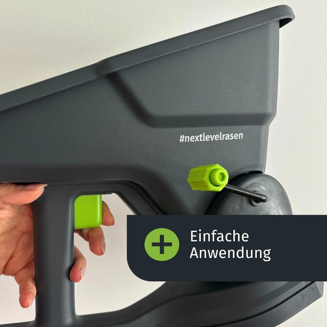 Turbogrün Handstreuer, ideal als Düngerstreuer für Dünger, Samen, Erde oder Salz nutzbar, Streuwagen Rasendünger, mit Handkurbel, zum genauen Streuen und Düngen