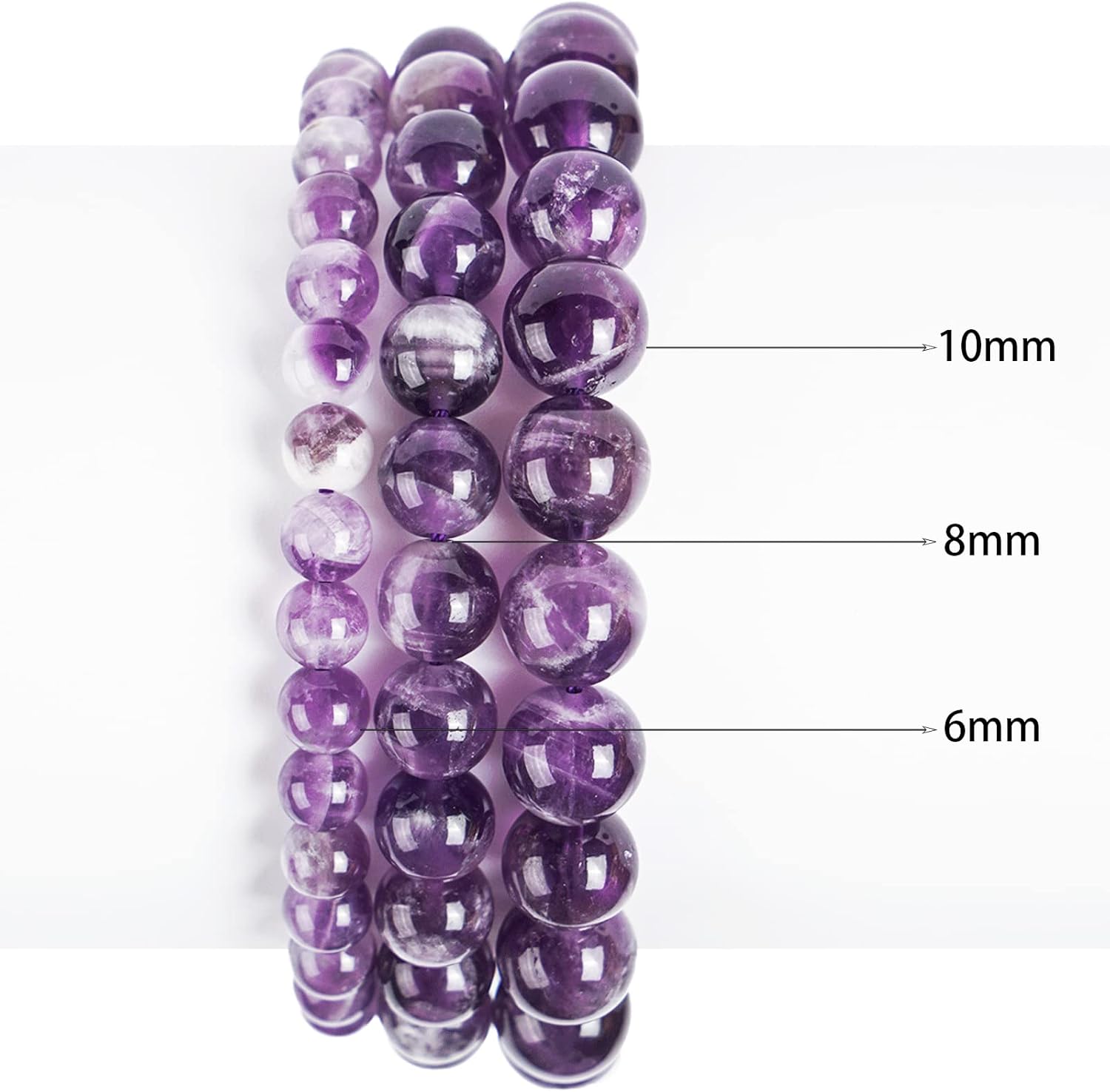 6mm Natural Amethyst Round Bead - 60PCS Bulk Gemstone Beads for Jewelry Making, DIY Bracelets, Necklaces - Includes Crystal Stretch Cord - Stone Beads for Crafting Gifts - Image 3