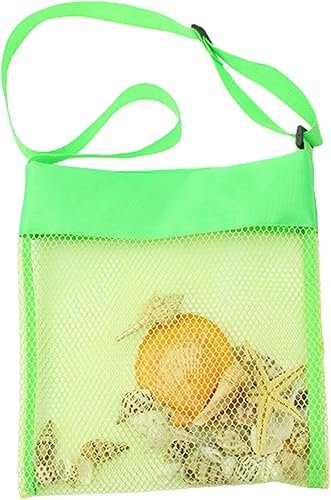 Miniatura 1 de Bolsa de playa de malla plegable de gran capacidad con correa de hombro ajustable, juguetes de playa para niños, bolsa de almacenamiento de conchas