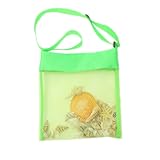 shlutesoy Large Capacity Foldable Mesh Beach Bag with Adjustable Shoulder Strap, Child Beach Toys Seashells Collecting Storage Bag, Towels Storage Pouch for Holding Toys Market Grocery Picnic Tote G