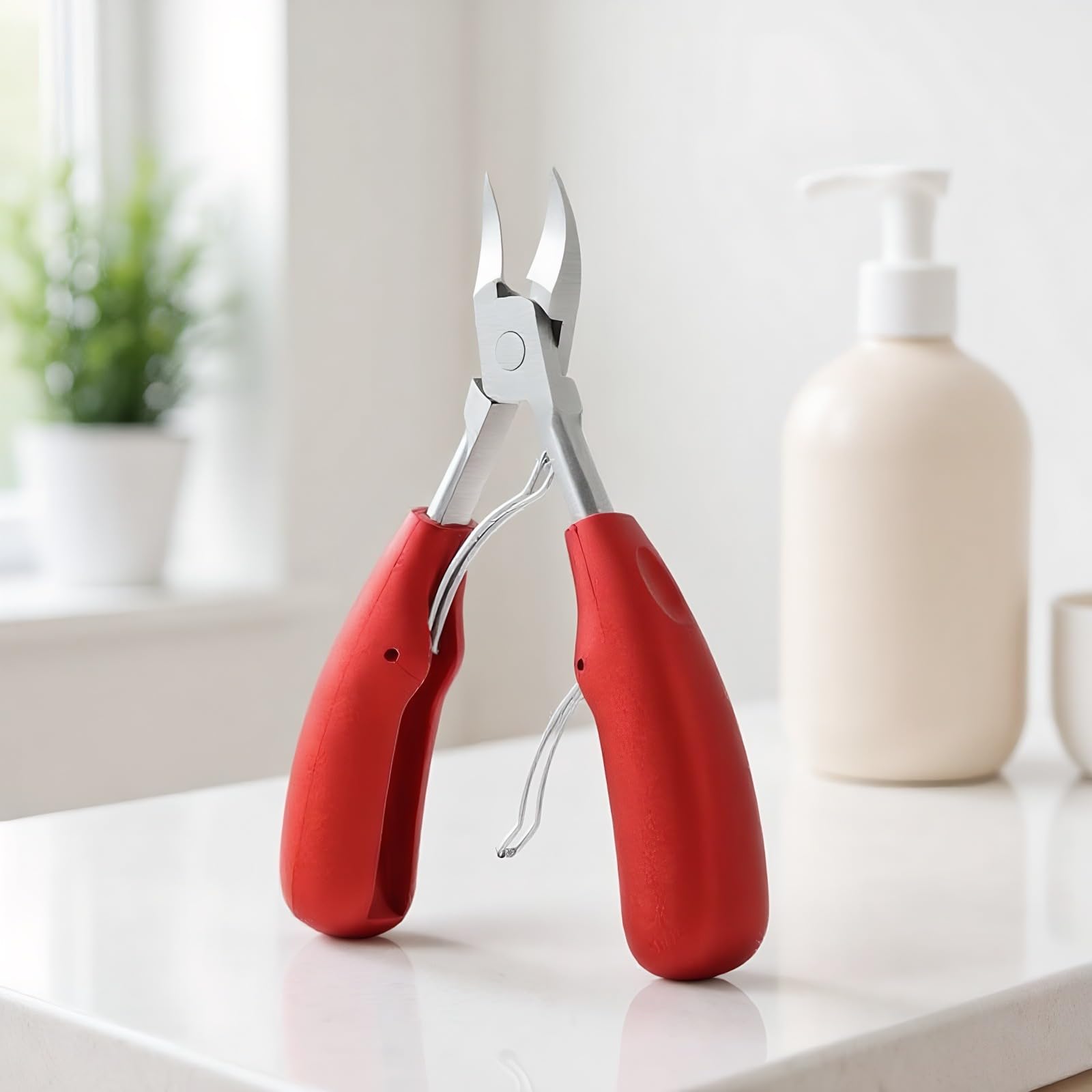 Heavy-Duty Nail Clippers for Thick and Ingrown Nails Professional Precision Clippers for Toenails and Fingernails Red