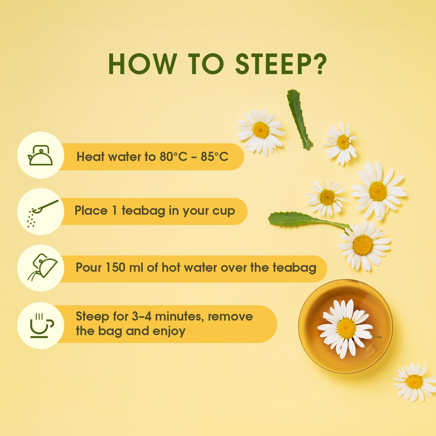 Teabox 100 bolsas de té verde de manzanilla, con flores de manzanilla egipcia y té verde de hoja entera, mezcla calmante para relajación y sueño, baja cafeína, fresco y aromático