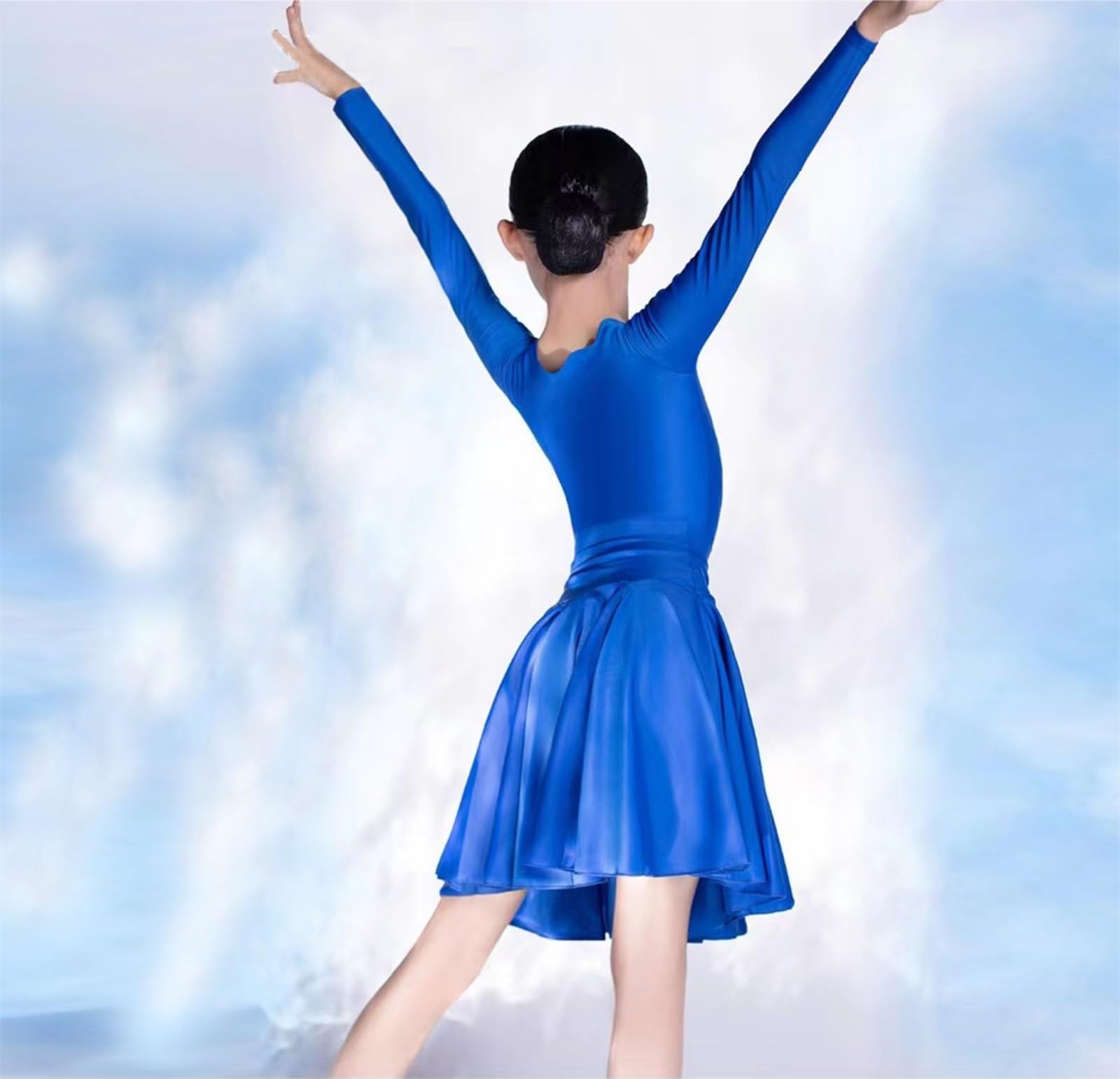 Manica Lunga Ragazze Latino Danza Bambini Abbigliamento Professionale Prestazioni Per Salsa Tango Sala Da Ballo Competizione Festa Gonna Vestito Bambini Pratica Abbigliamento Da Ballo