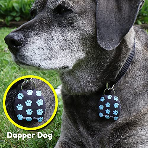 Image of Dapper Dog - Dog Tag Silencer with Tag Ring (Blue Paw Prints)