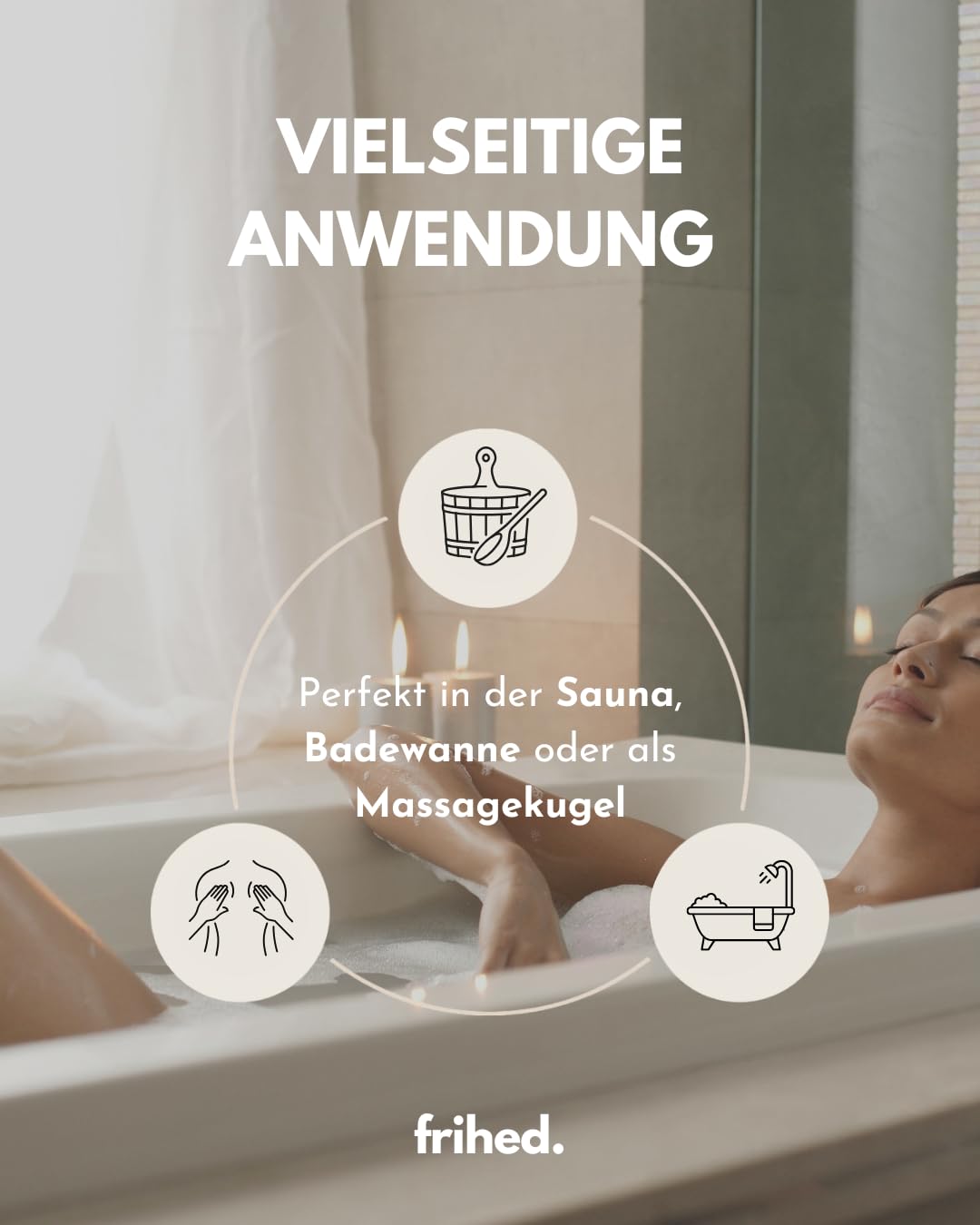 frihed.® Kristallsalz Massagekugel 2er Set - 100% natürliches Himalayasalz - Premium Sauna Accessoire für Männer und Frauen - Saunasalzkugel - Marke in Lüneburg