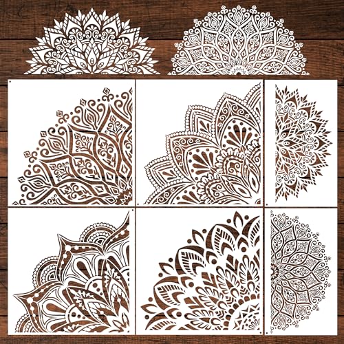 Sistink Large Mandala Stencils for Painting - Folk Rangoli Mandala Large Stencils for Painting on Wall Furniture Decor