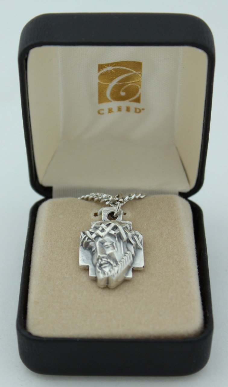 Crown Of Thorns Head Of Jesus Christ Cross Medal – 1 Inch Silver Toned Metal Pendant, Gift Boxed - View #6