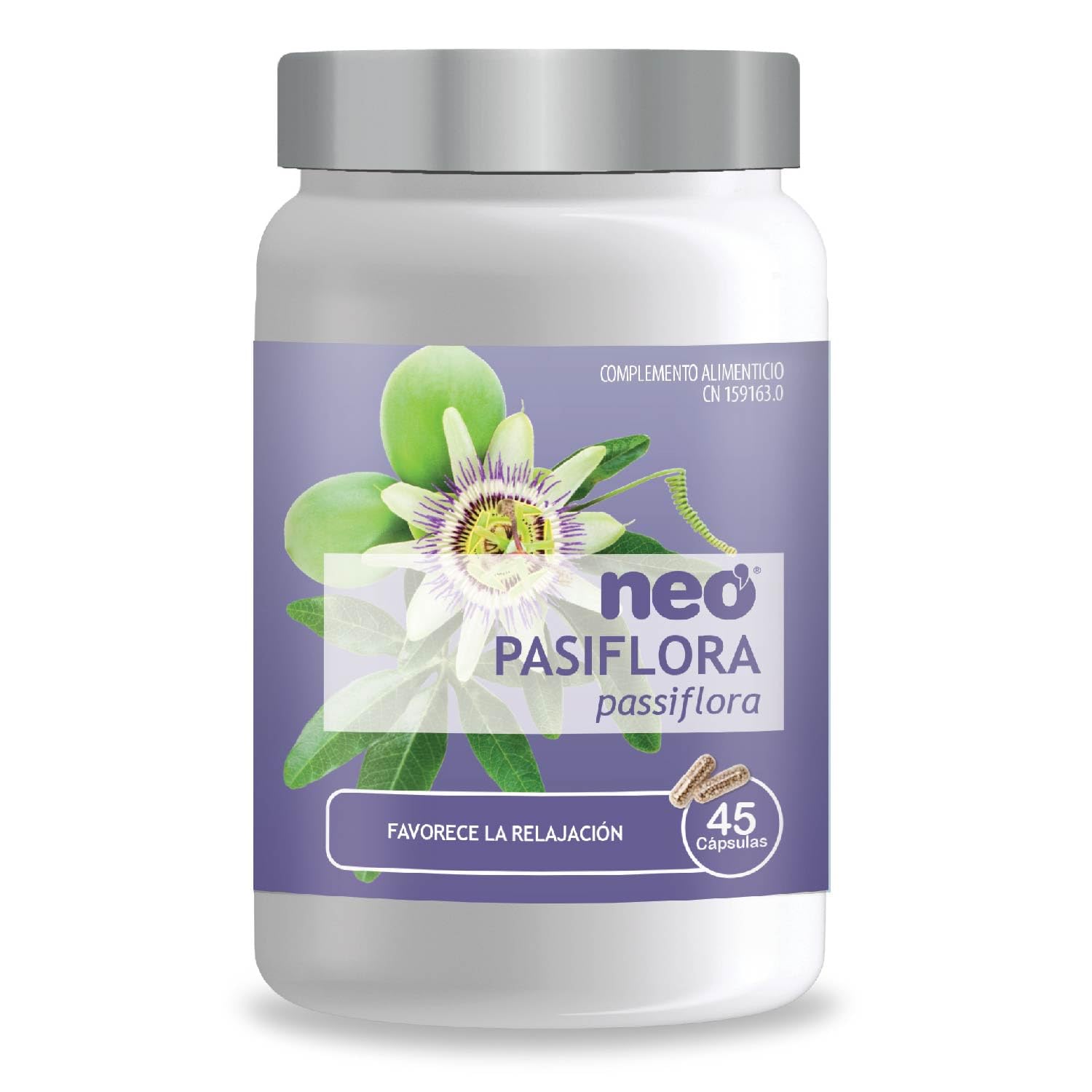 NEO | Extracto Seco de Pasiflora | 45 Cápsulas | Ayuda a Combatir el Nerviosismo y la Angustia de Forma Natural | Efecto Relajante | Ayuda a Dormir Mejor