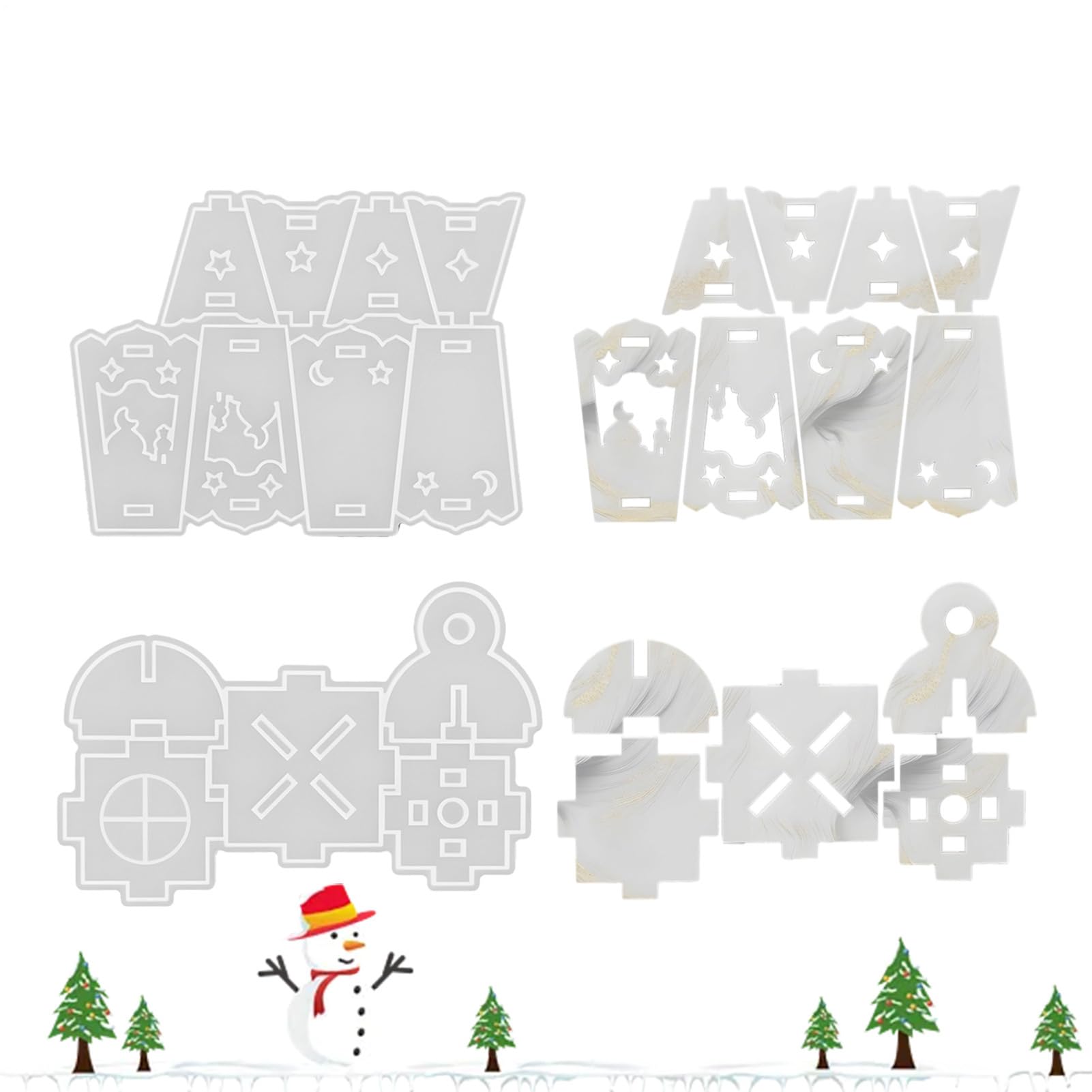 Moules à bougies de Noël en silicone époxy durable pour arts et travaux manuels