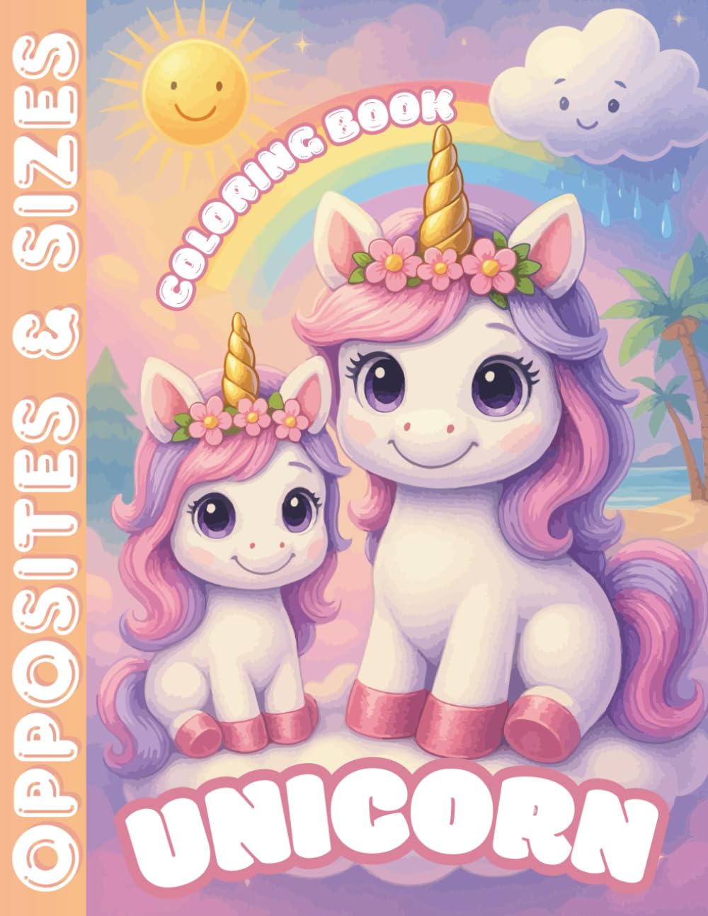 Unicorn Opposites & Sizes Coloring Book: Illustrations About Opposites in Landscapes, Weather, Emotions, Actions and Sizes with Cute Unicorns (Unicorn Coloring Books)