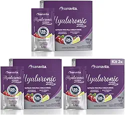 Kit 3x Hyaluronic Verisol Sanavita - Ácido Hialurônico 120mg com Colágeno Verisol (90 sachês) (Kit 3x Cranberry com Limão)