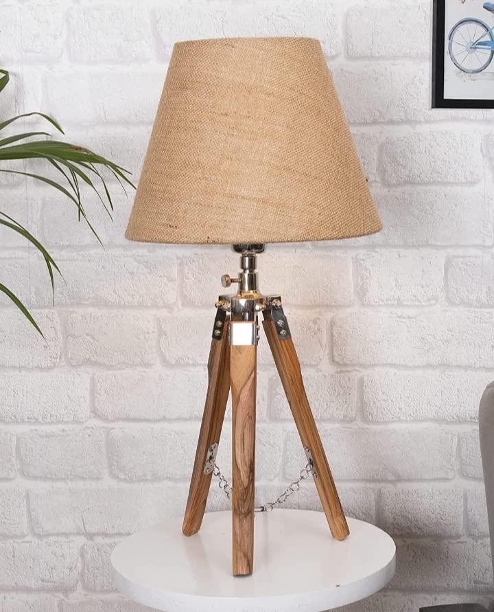 Light It Up - Handcrafted Italian Decorative Antique Wooden Tripod Standing Floor Lamp (Brown) - Ideal for Living Room, Bedroom, Study Corner, and Office-image-2