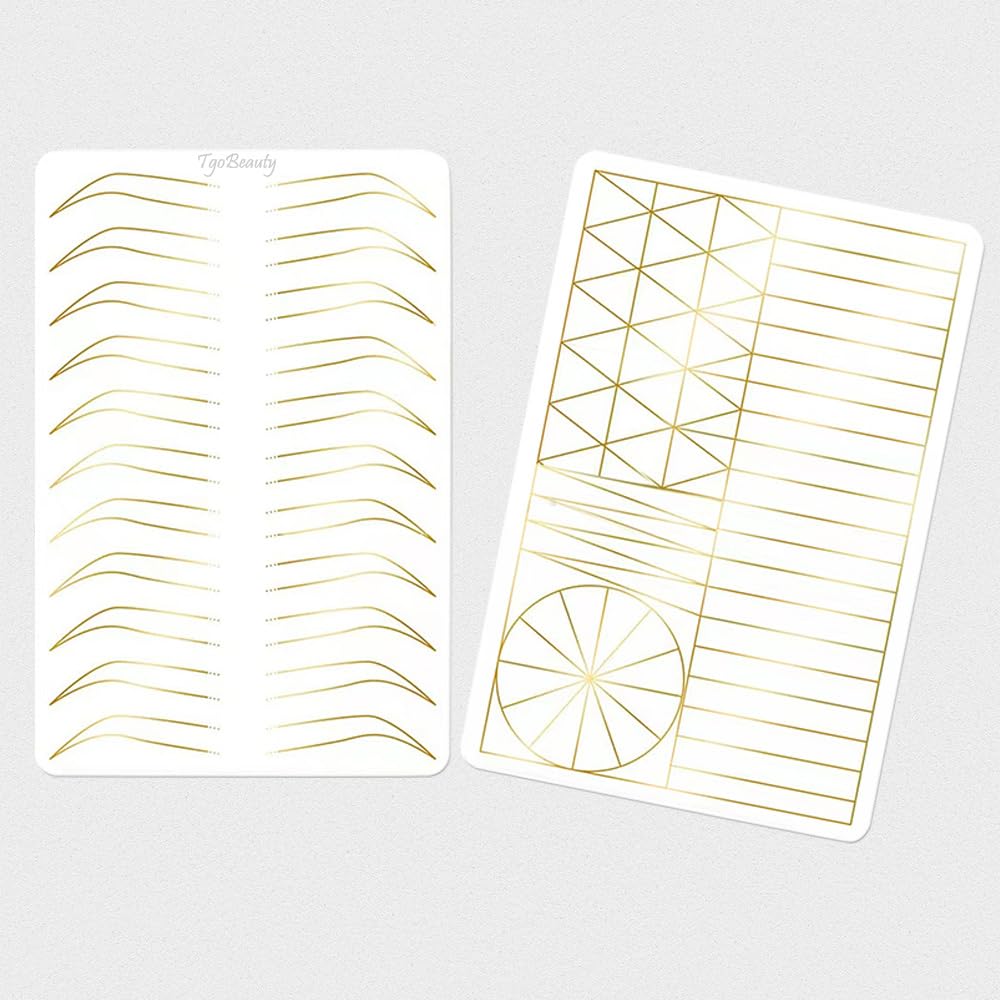 TgoBeauty 3pieces Double Sided Premium Permanent Makeup Practice Skin Microblading Silicone Practice Skin Microblading Supplies for Eyebrow/Lip (White Pad+Golden Line)