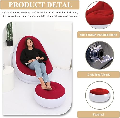 Miniatura 4 de KAERMU Sillas de terraza inflables con bomba de aire, sillas inflables de patio para sala de estar interior, dormitorio, viajes al aire libre,