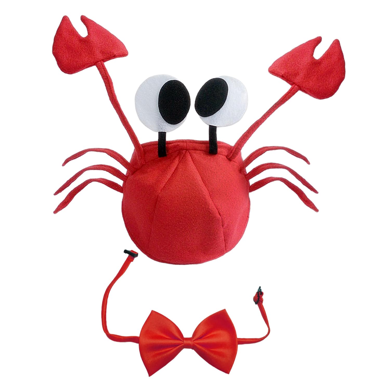 SATINIOR Verstelbare krab hoed rood kostuum opvallende hoeden grappige krab muts met rode vlinderdas voor kinderen vrouwen heren volwassenen Halloween Kerstmis Pasen party decoratie kostuum