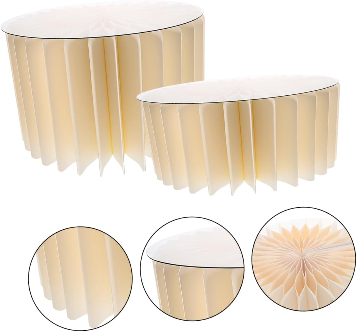White Foldable Paper Cylinder Cake Stand Set 2pcs, round Pedestal Table Display Stands for Wedding Party Dessert Backdrop Decorations, 30cm Diameter with 20cm 40cm Height