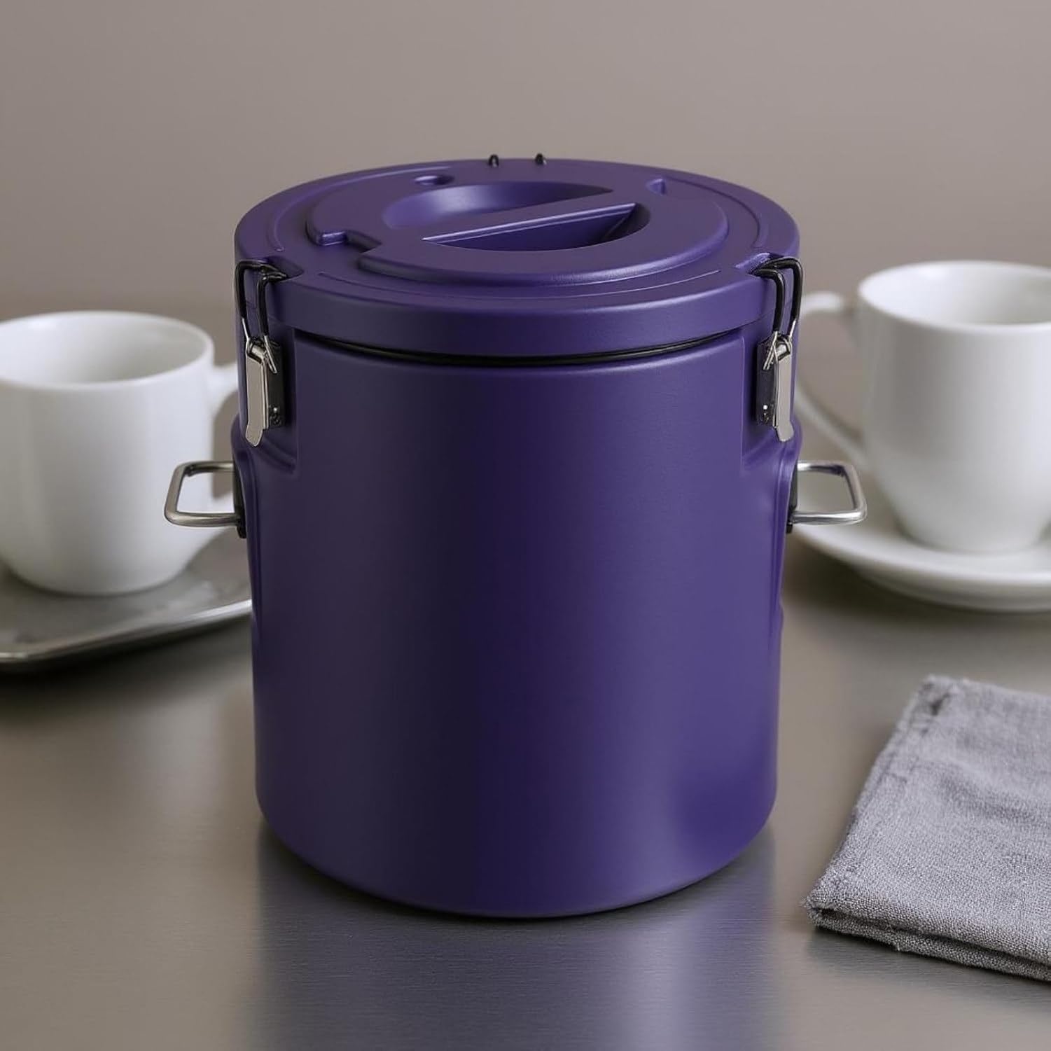 Pojemnik termiczny ze stali nierdzewnej, wiadro izolowane do żywności z pokrywą i uchwytem na piknik, szkołę, catering, kemping, niebieski, Blue, 38L