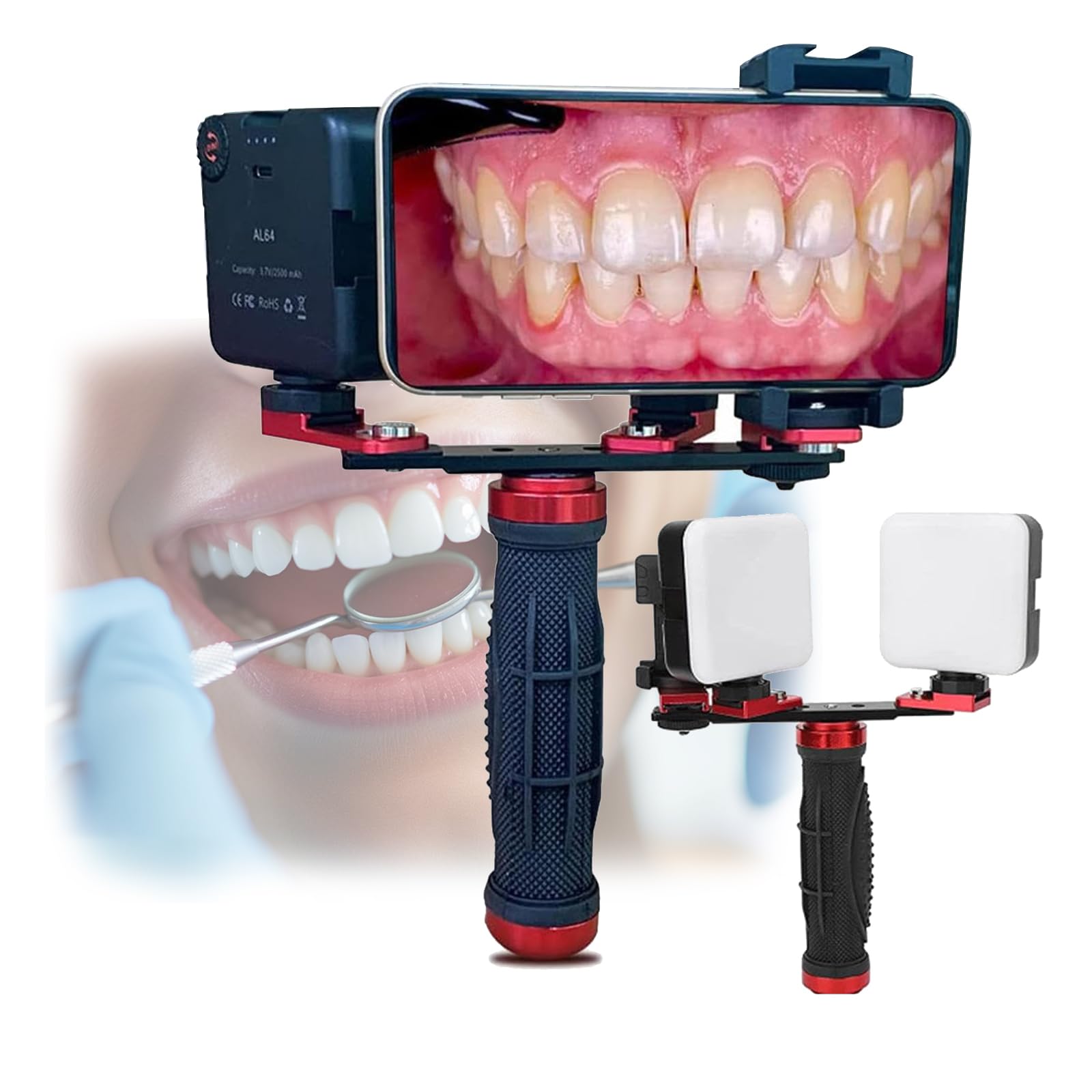 Zestaw do fotografii stomatologicznej z lampą błyskową Profesjonalna latarka do aparatu i wideo do aparatu ustnego Narzędzie do fotografii zębów do stomatologii (3000-6000 K)