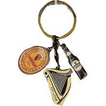 Official Guinness Multi-Charm Keyring With Bottle, Logo And Harp Charms