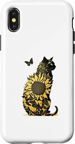 Miniatura 7 de Funda para iPhone 11 con diseño de girasol y gato negro