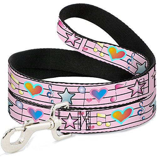 Laisse pour chien nylon résistant Buckle Down notes musique rose