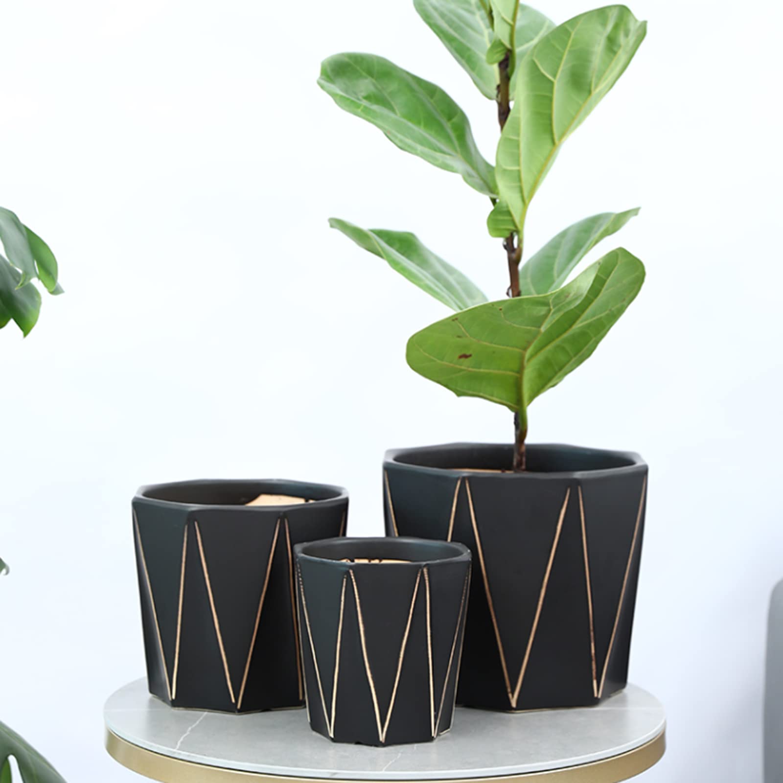 Vasi da Giardino Fioriere in Ceramica, vasi da Giardinaggio Geometrici da 5/6/8 Pollici, Vaso da Fiori Moderno per Piante grasse per la casa con Foro di drenaggio