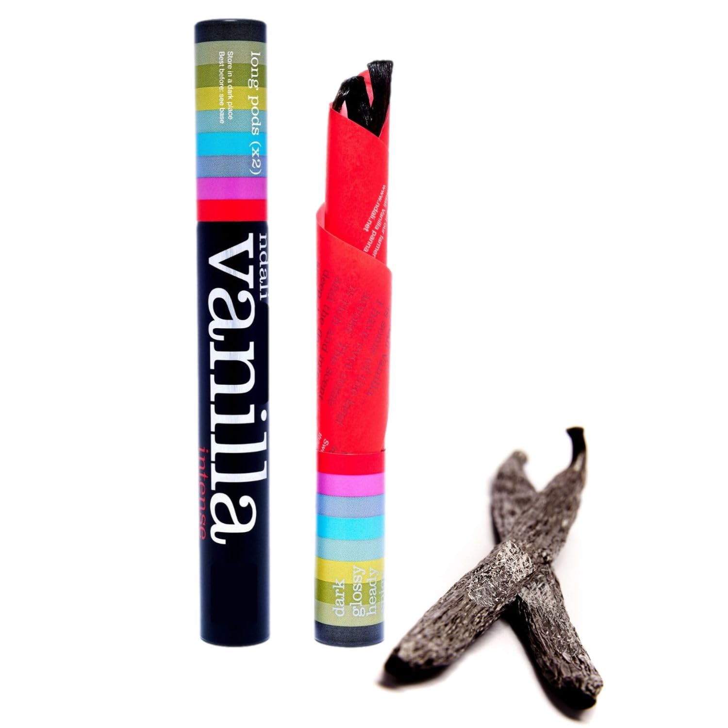 Vanilla Pods Intense - 2 Extra Strong Vanilla Beans Exploded in Vanillin Crystals - Bourbon Style Whole Premium Grade A pods for Home Baking