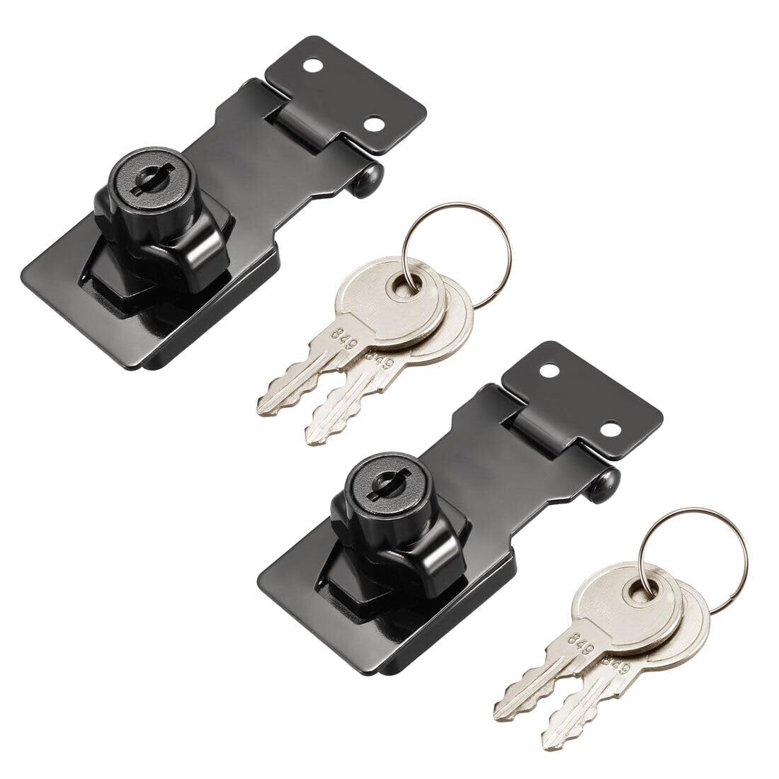 Parts For Machine Keyed Hasp Lock 81mm Twist Knob Keyed Locking Hasp Bright Black 2 Pcs (#CN-310724-06085)