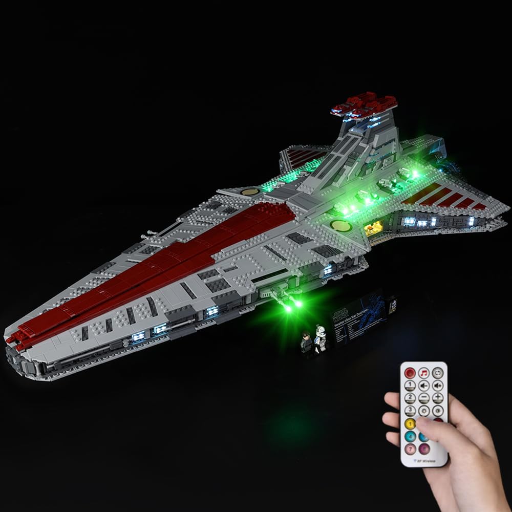 KyglaringLED Lighting Kit – Compatible with Lego-75367 Star Wars Venator-Class Republic Attack Cruiser Model Building Blocks Set – LEDs Only, No Bricks (Remote Version)