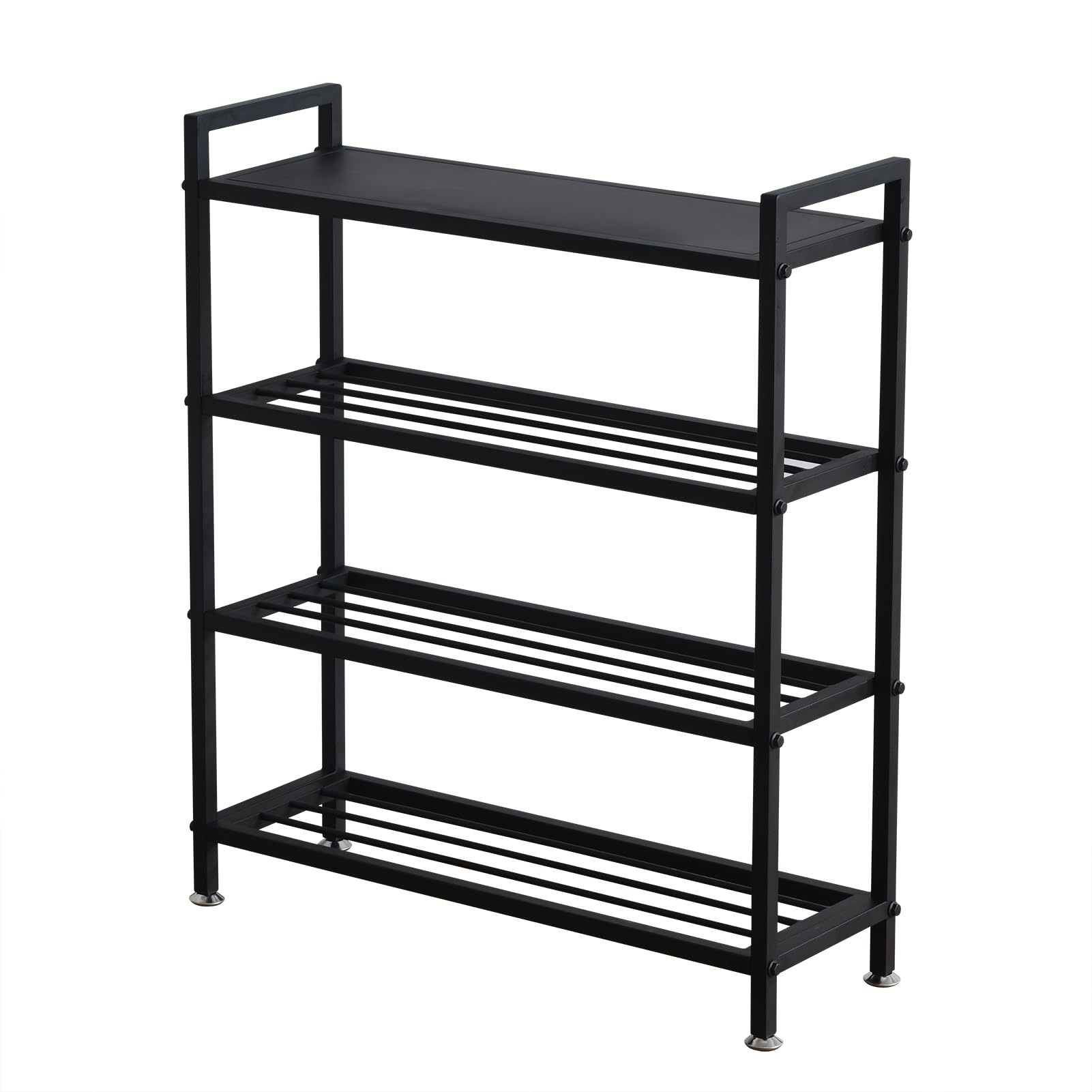 Estante de almacenamiento de zapatos de metal resistente de 4 niveles para 12 pares de zapatos, estante duradero fácil de montar