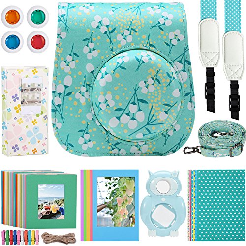 Katia 8 in 1 Instax Mini 9/ 8+ /8 Camera Accessories Bundles Set for Fujifilm Instant Film Camera (with Camera Case/ Album/ Selfie Len/ Frames/ Stickers ) - Mint