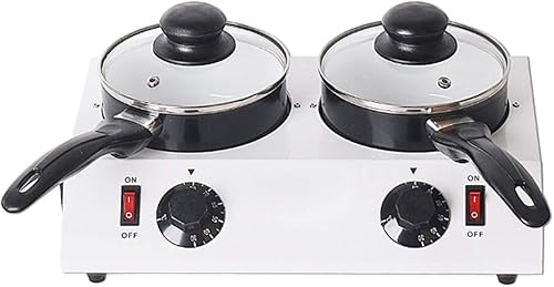 Máquina de temple eléctrica para derretir chocolate caliente, doble capacidad de 4.4 libras (olla doble blanca)