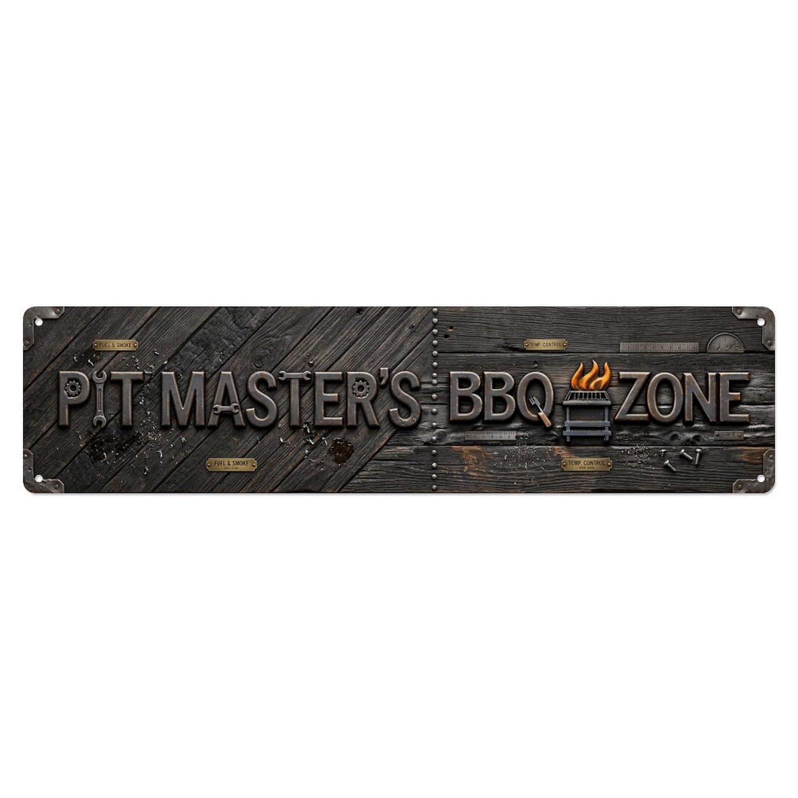 BBQ Zone Vintage Workshop Metal Tin Skinny Sign Plaque Wall Decor for Cafe, Club Bar, Office, Home Garden Metal Poster 4x16Inch
