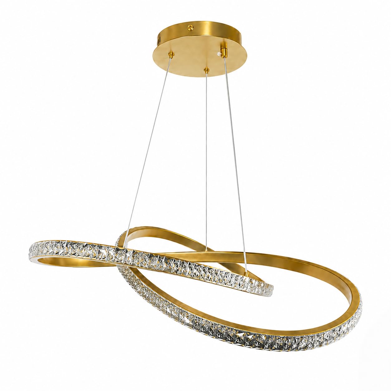 Moderne LED Deckenleuchte Gold Dimmbar Fernbedienung, 72W 7500lm Hängelampe Ringe Pendelleuchte Wohnzimmer Schlafzimmer Esszimmer, Kristall Kronleuchter CCT Lichtfarbe Memory-Funktion