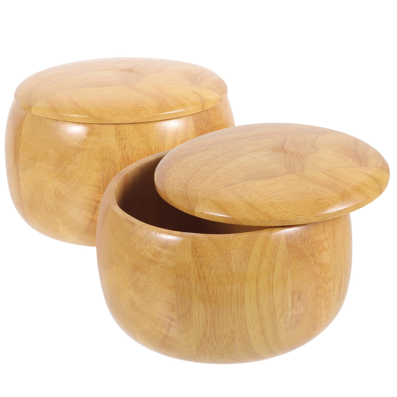 Conteneurs de Stockage en Bois Léger pour Pièces de Go, Lot de 2 Bols Portables Couleur Kaki, pour Salle de Jeu D'échecs à Domicile