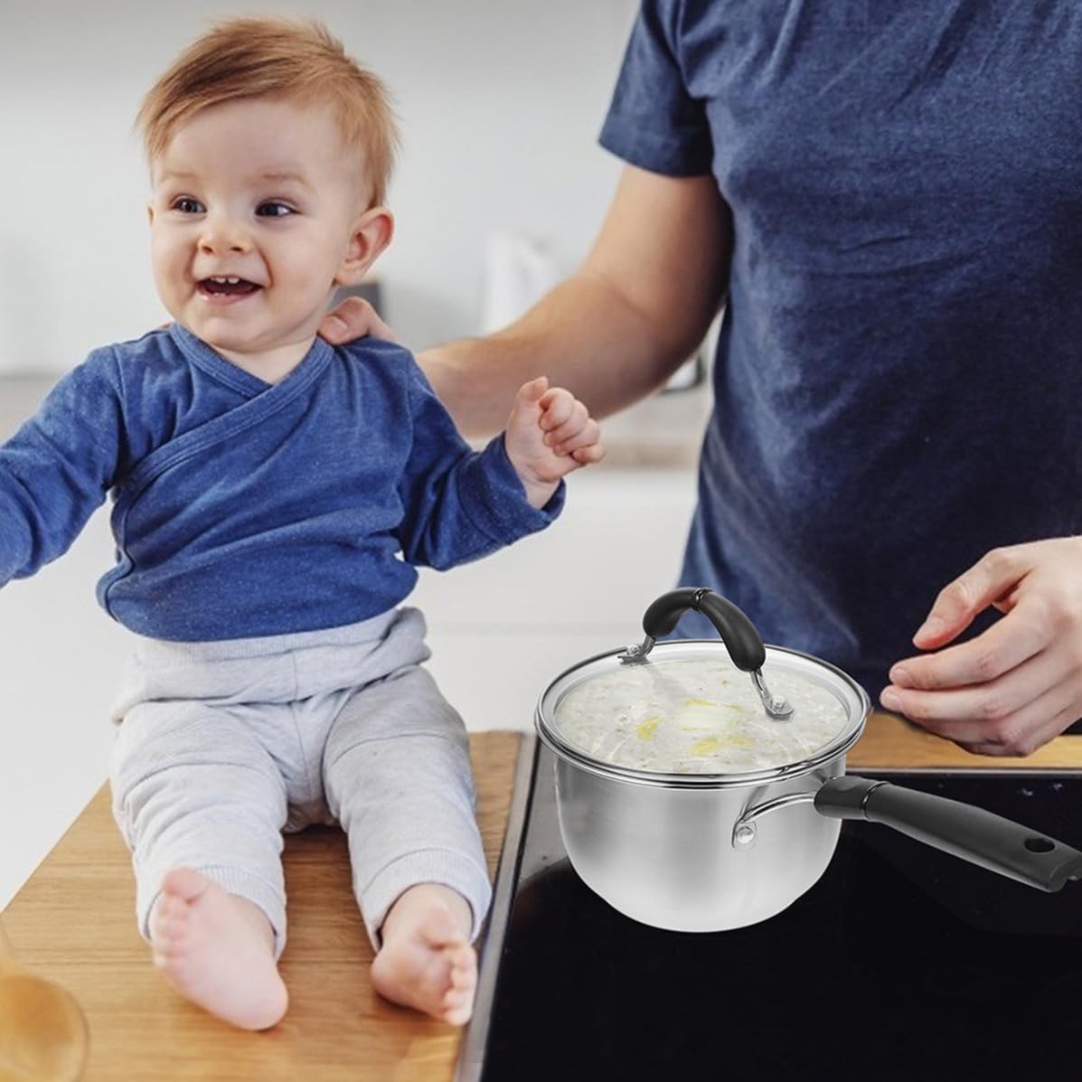 Kichvoe Pentola per Noodles in Acciaio Inox Ispessito, Argento