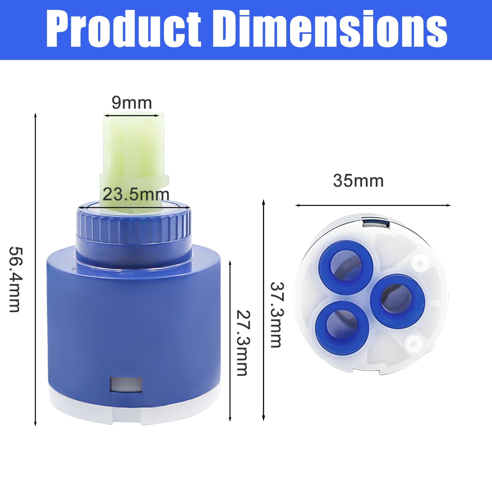4 Piezas Cartucho de Cerámica para Grifo 35mm Cartuchos Grifos de Cerámica Fácil de Instalar Fuerte Resistente Cartucho Ceramico per Grifo para Reparación de Grifos Agua Cocina Ducha Lavabo