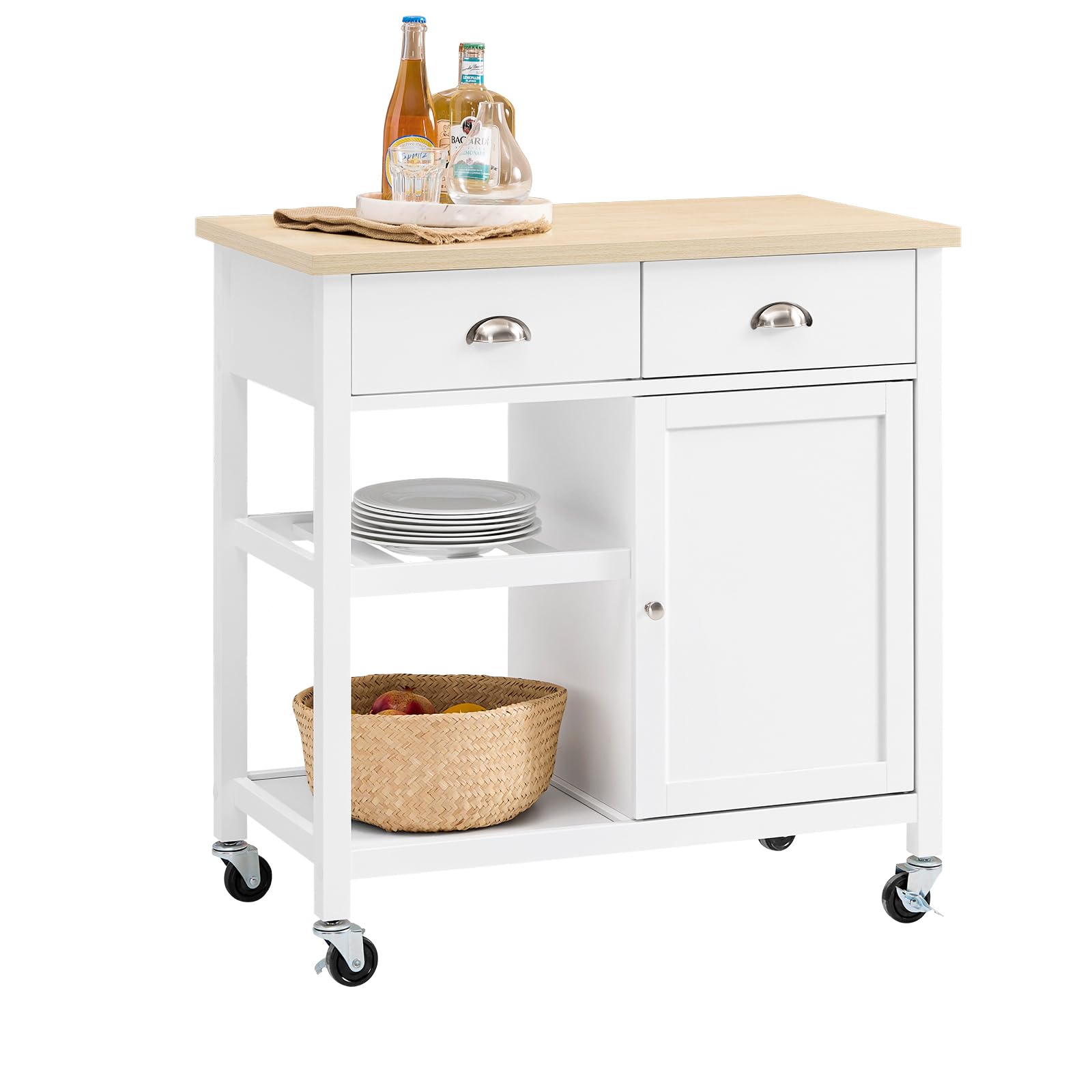SoBuy Carrello cucina Mobile dispensa cucina Mobile credenza con ruote Bianco 87x48x89 cm FKW62-II-WN