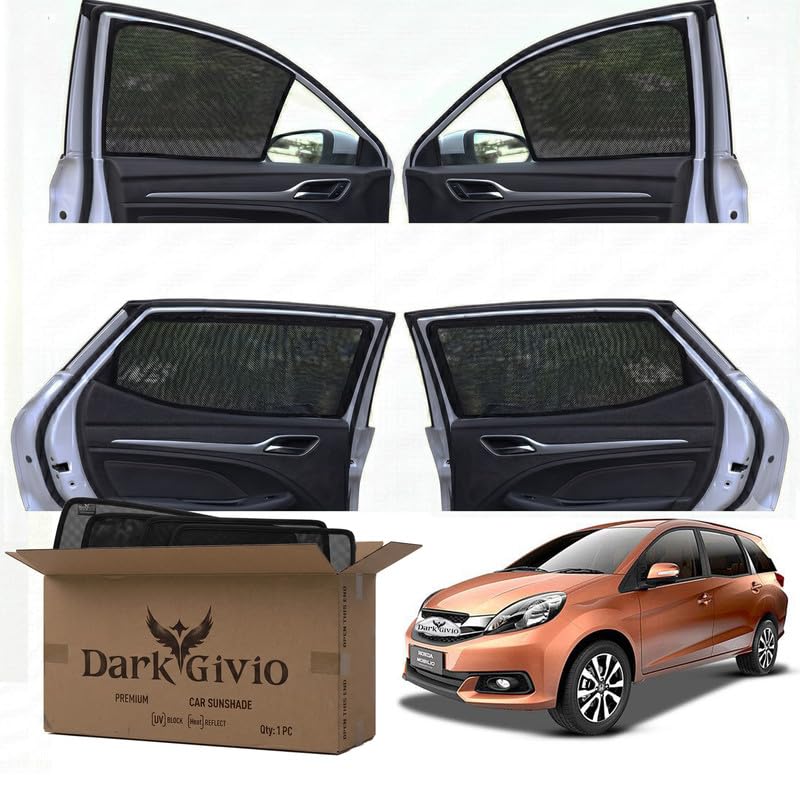 Image of Car Window Sun Shade Protector for MOBILIO | Exact Fit Non-Magnetic Half Cut Sunshade (Set of 4 /6) | UV Blocker Side Window Car Curtains & Interior Accessory